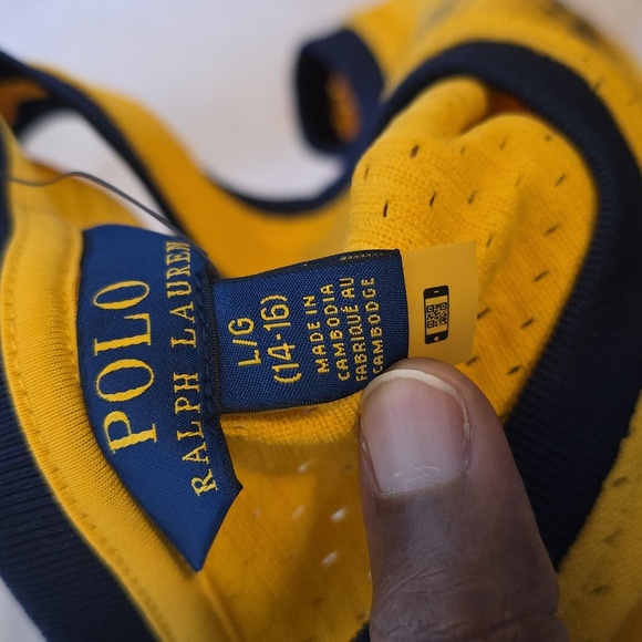 Polo by Ralph Lauren Kids Yellow and Navy Tank Top Size 14 - Picture 4 of 5